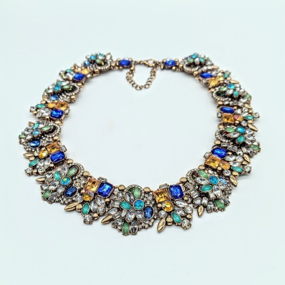 Multicolor Rhinestone Crystal Statement Necklace - Picture 3 of 5